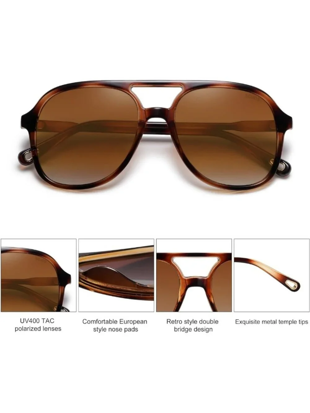 Retro Polarized Aviator Sunglasses for Women & Men - Vintage 80s 90s Trendy